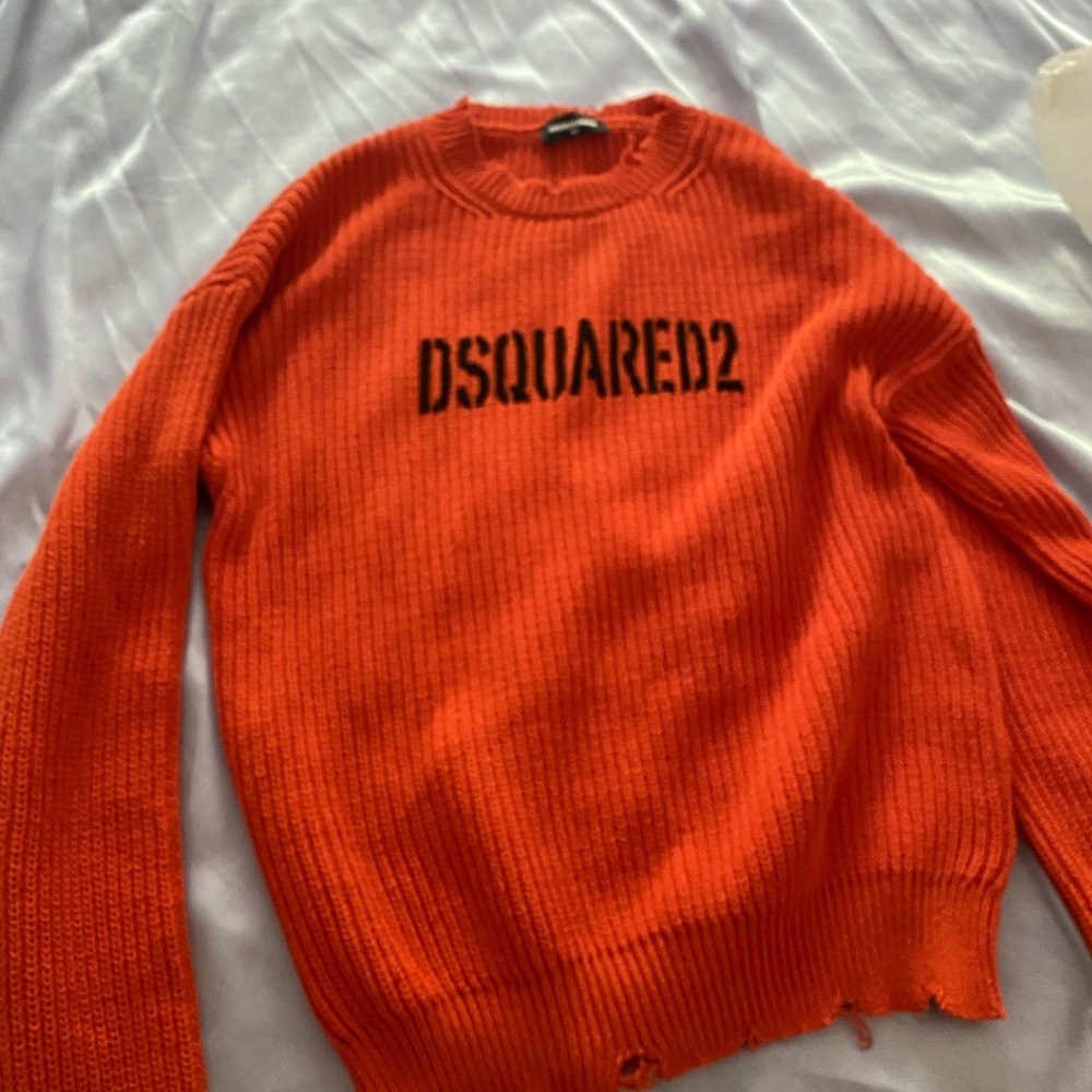 DSQUARED2 Orange Crewneck Sweater with Black Logo